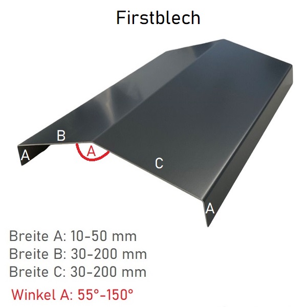 Firstbleche für die Dachneigungen